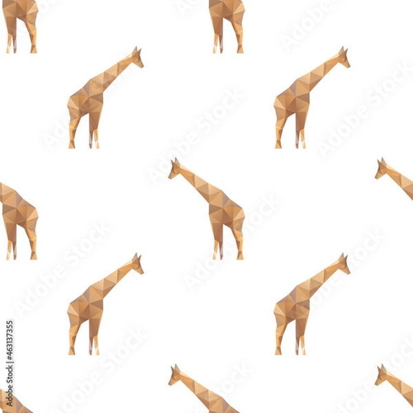 Fototapeta Giraffe triangle shape seamless pattern backgrounds. Wrapping paper template. Polygonal design illustration.