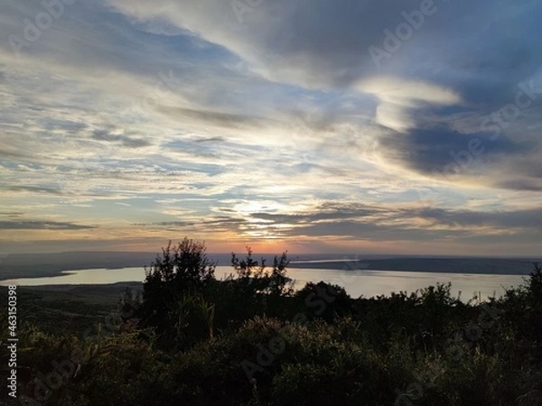Fototapeta sunset over the river