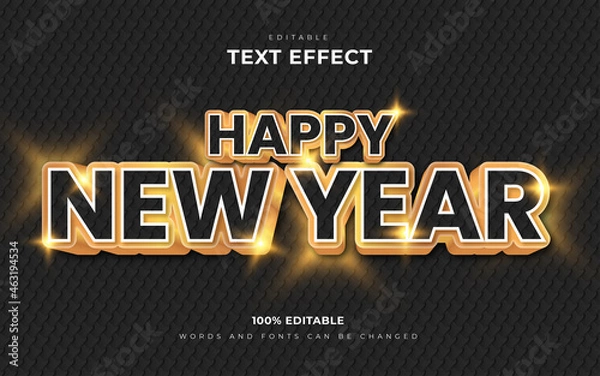 Obraz Happy  new year 2022 editable text effects style