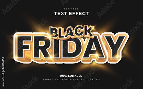 Fototapeta Black friday 3d gold editable text effects style
