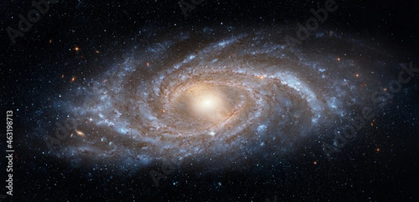 Fototapeta View from space to a spiral galaxy and stars. Universe filled with stars, nebula and galaxy,. Elements of this image furnished by NASA.