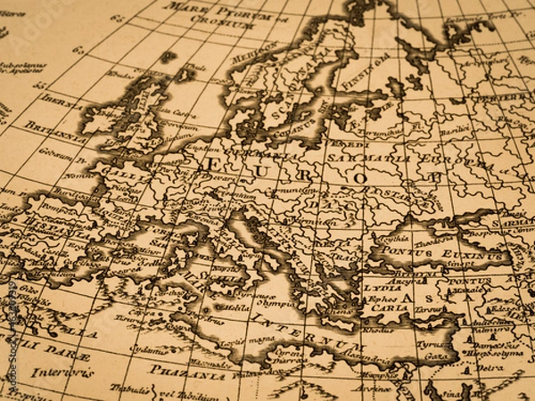 Fototapeta アンティークの世界地図　ヨーロッパ
		            