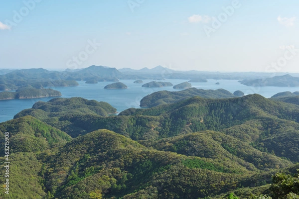 Fototapeta 長崎県　対馬　烏帽子岳展望台からの眺望
