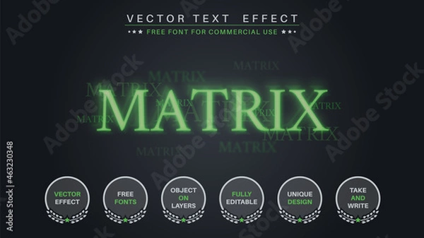 Fototapeta Matrix - Editable Text Effect, Font Style