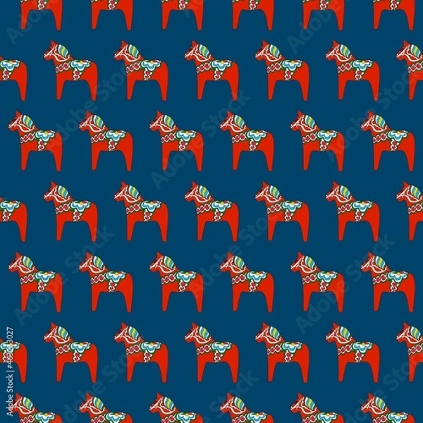 Obraz Seamless pattern Swedish painted horse