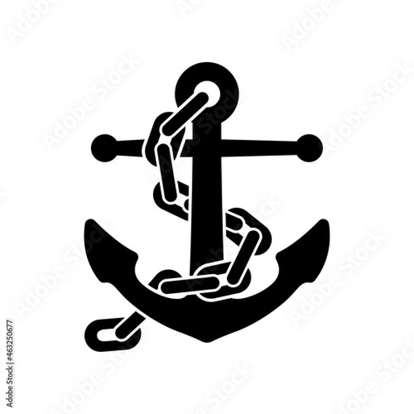 Obraz Ship Anchor Nautical Transport with Chain Vector Icon