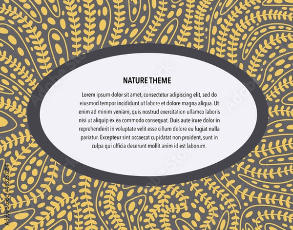 Fototapeta Beautiful greeting or invitation card with leaves pattern. Vector illustration.