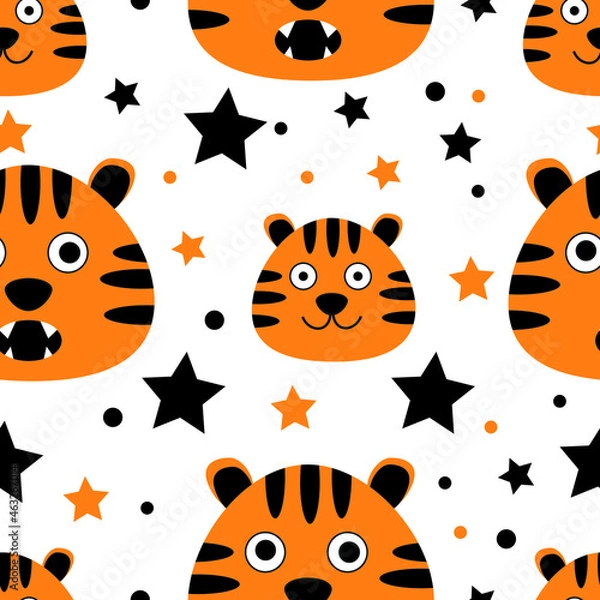 Obraz Gute Tiger Trendy pattern. Vector seamless texture