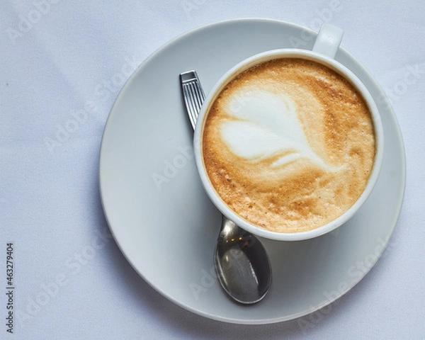 Obraz Cafe, fondo blanco, corazon en cafe