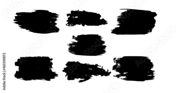 Fototapeta Set of vector decorative black large paint brush strokes, collection of grunge graphic elements.