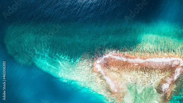 Fototapeta Aerial view of coral reef and atoll in French Polynesia. 