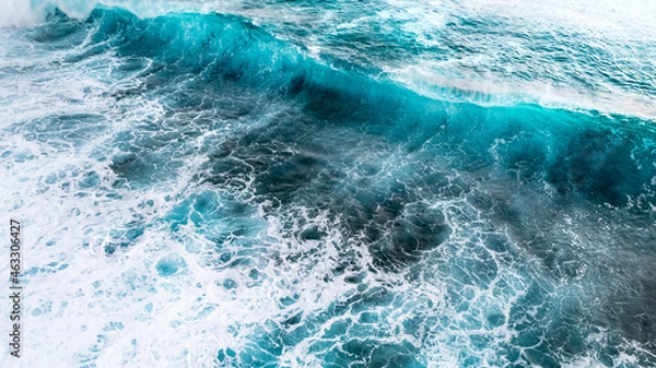 Fototapeta Huge ocean wave during storm. Sea water background in rough conditions. Pacific ocean waves in frenh polynesia.