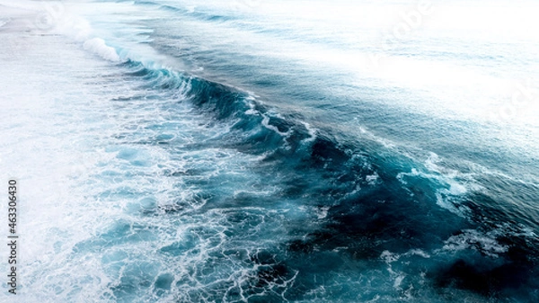 Fototapeta Huge ocean wave during storm. Sea water background in rough conditions. Pacific ocean waves in frenh polynesia.