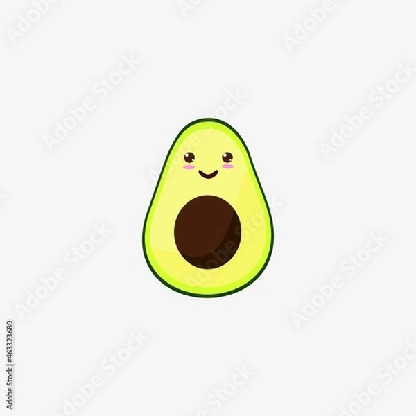 Obraz avocado cute smiling character design vector