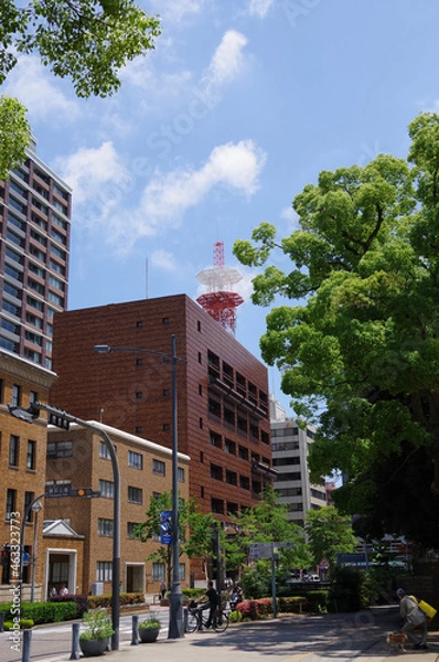 Obraz 晴天の横浜公園と都市の風景