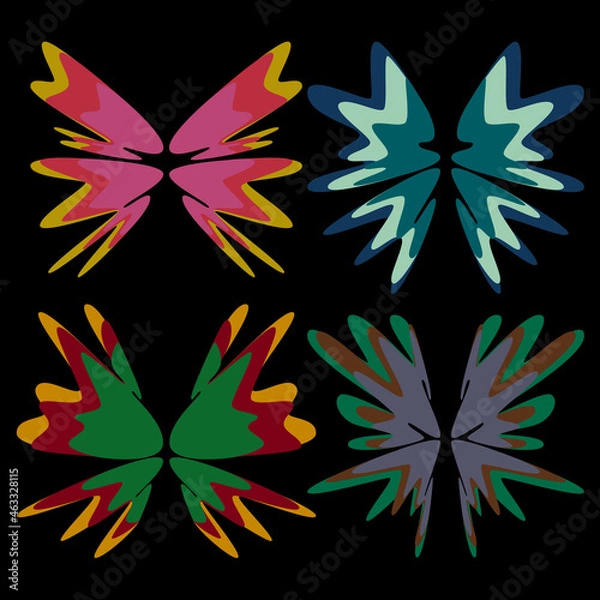 Fototapeta A set of four abstract wings in different bright colors.