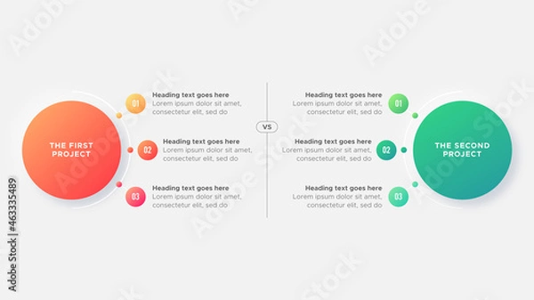 Fototapeta Process Workflow Features Options Comparison Chart Diagram Circles Infographic Design Template 