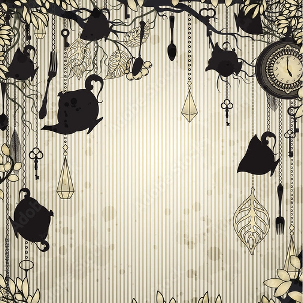 Fototapeta Abstract vintage background with tea party theme