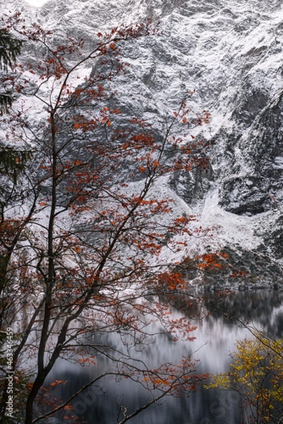 Obraz płonące liście w górach