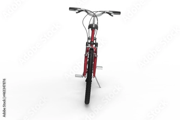 Obraz Back view of red bicycle red on white background