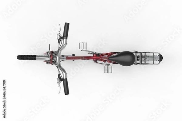 Obraz Top view of red bicycle on white background 