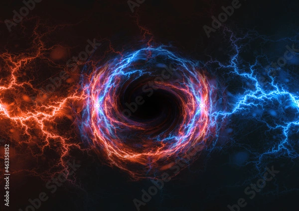 Obraz Fire and ice lightning background, power electrical abstract