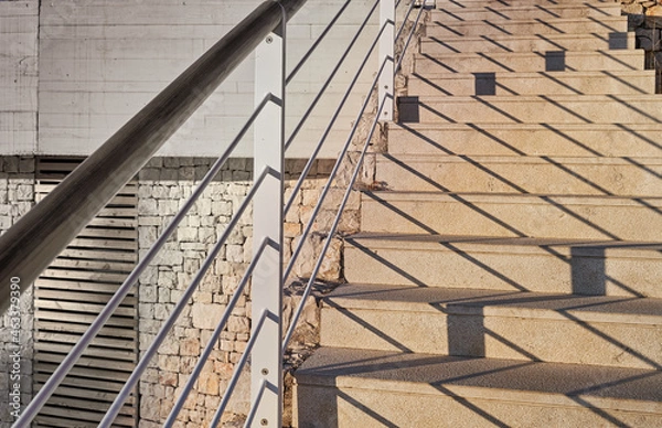 Obraz stairs and railings leading up as a background