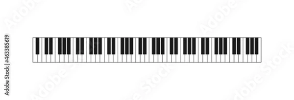 Fototapeta Music piano keyboard 88 keys isolated on white background. Vector illustration.