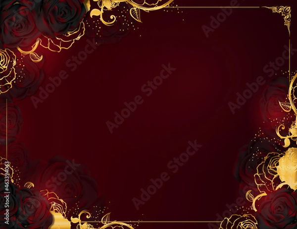 Obraz Beautiful vector background with golden frame. Holiday postcard template. 