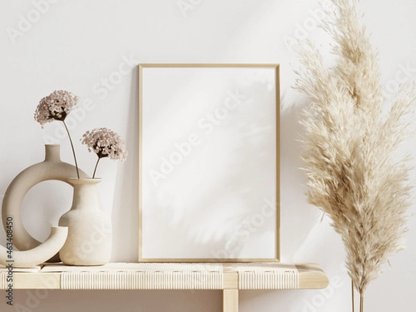 Fototapeta frame mockup whith pampas in boho style