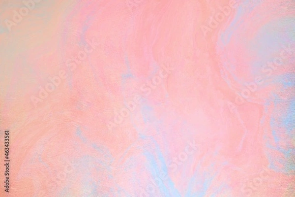 Obraz abstract watercolor background with space, light tender peachy clouds, strokes and colorful paint splashes with layers, fluid art, cool pink blue orange red yellow paint mix design 
