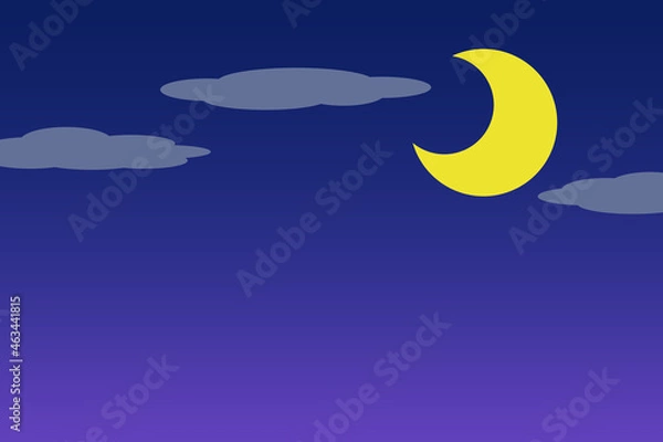 Fototapeta 夜空と三日月の背景　横位置