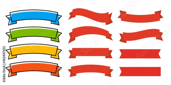 Fototapeta Flat vector ribbons. Banners flat. Banner ribbon vector set