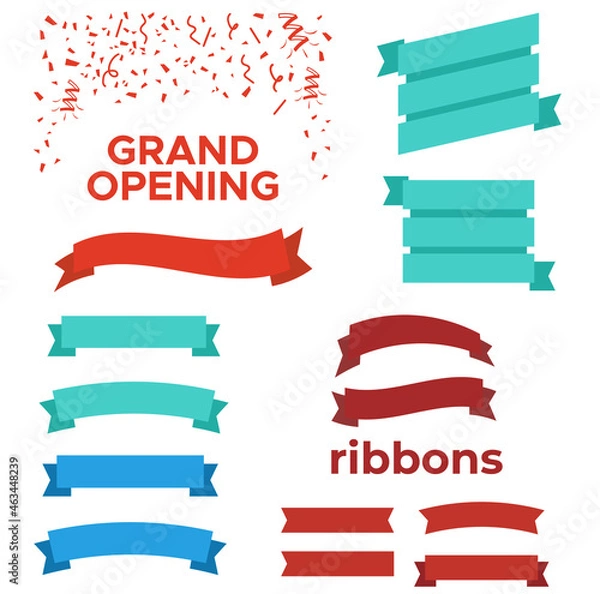 Fototapeta Flat vector ribbons. Banners flat. Banner ribbon vector set