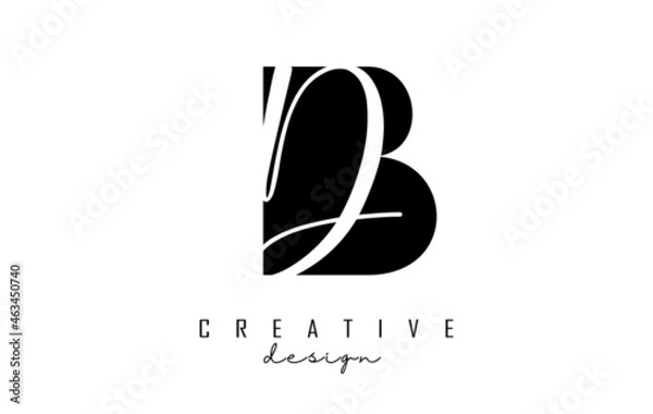 Fototapeta Letters BD b d Logo with a minimalist design. Letters B and D with geometric and handwritten typography.