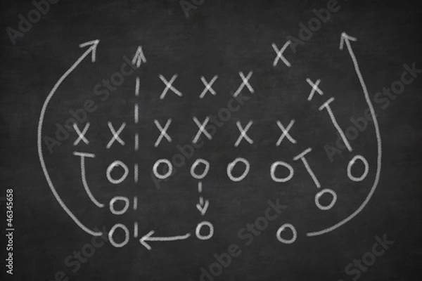 Obraz Game strategy drawn on blackboard
