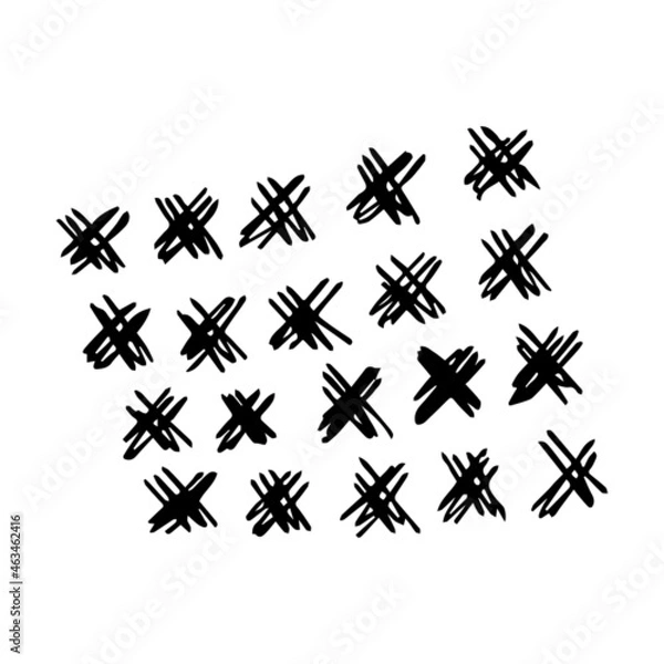 Obraz Hand drawn abstract shapes, textures. Vector design elements, background texture, points, strokes, ornament in grunge style. Scribbles handwritten with pen or pencil. Simple vector geometric texture.