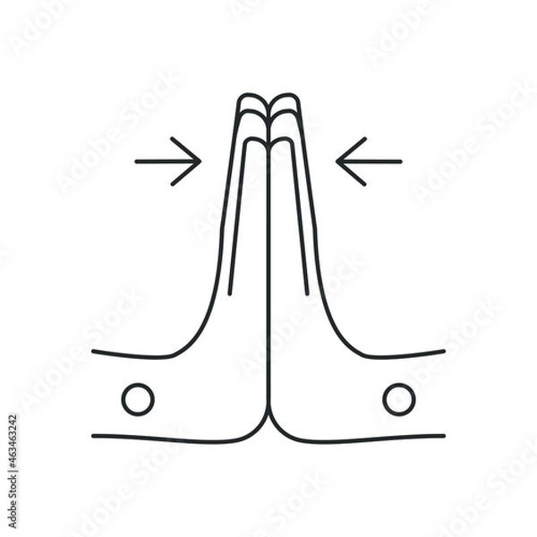 Fototapeta Carpal tunnel syndrome, line icon, two hands, palms pressed together