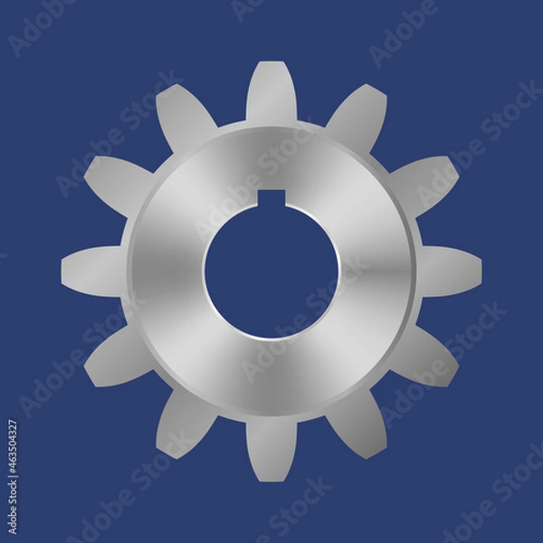 Fototapeta Steel gear. Editable mock up with blank surface. Vector illustration. Isolated monochromatic background