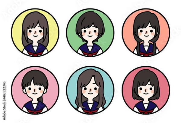 Fototapeta 人物アイコンセット_女子高生