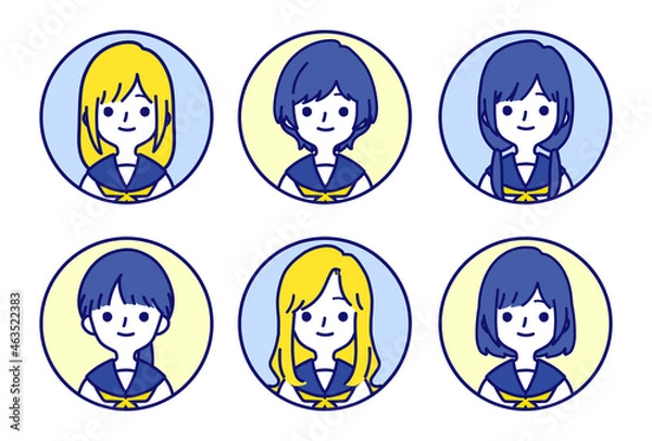 Fototapeta 人物アイコンセット_女子高生