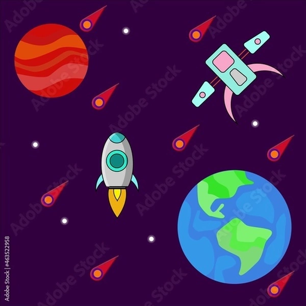 Obraz Meteor Storm In Outer Space Flat Design Illustrator
