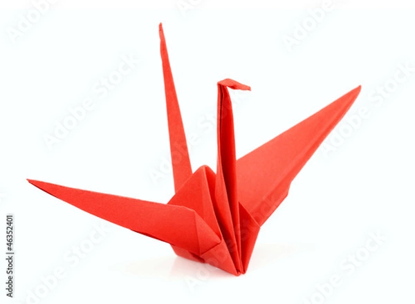 Obraz Isolated red origami bird