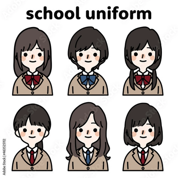 Fototapeta 人物イラストセット_女子高生