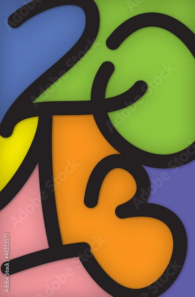 Fototapeta 2013 New Year Greeting Card and numbers like stained glass