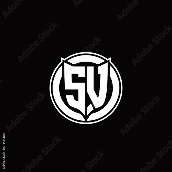 Fototapeta SV Logo monogram with shield and circluar shape design tamplate