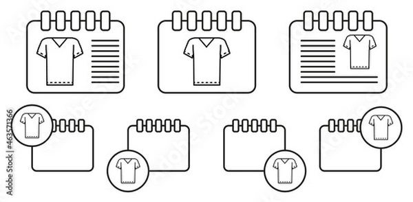 Fototapeta T-shirt clothes, dresses vector icon in calender set illustration for ui and ux, website or mobile application
