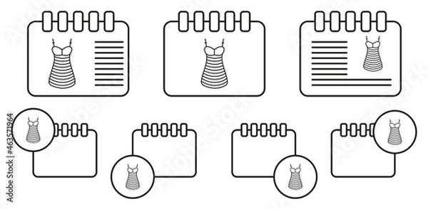 Fototapeta Nightdress clothes dress vector icon in calender set illustration for ui and ux, website or mobile application