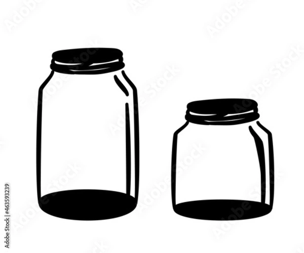 Obraz Glass jar on a white background. Silhouette. Vector illustration.
