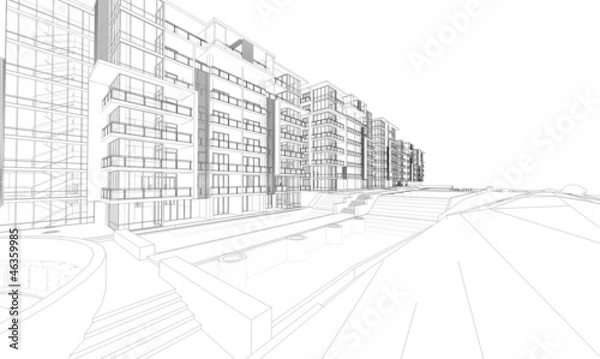 Fototapeta Architectural wireframe